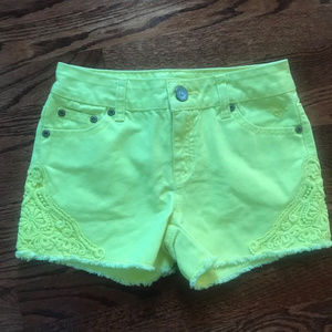 GIRLS JUSTICE PREMIUM JEANS YELLOW SHORTS Sz 12